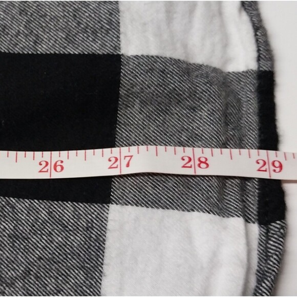 George Mens Plaid Flannel Shirt Medium 38-40 Button Black White Cotton Blend GUC - Picture 15 of 15
